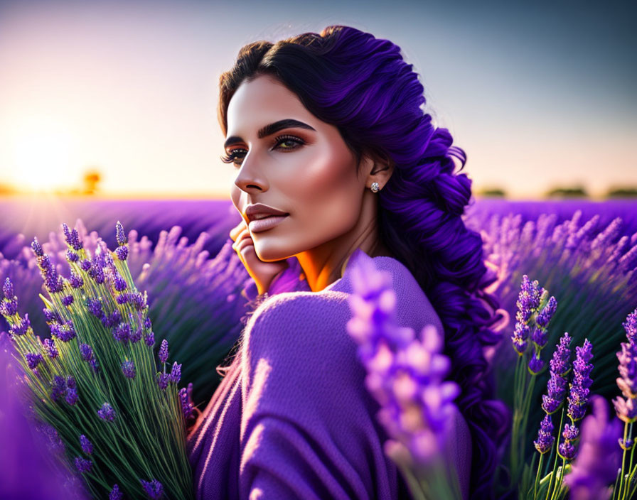 woman in lavender flowers