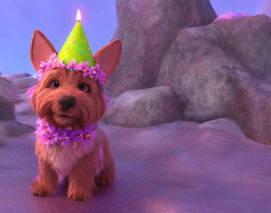 dog with a birthday hat