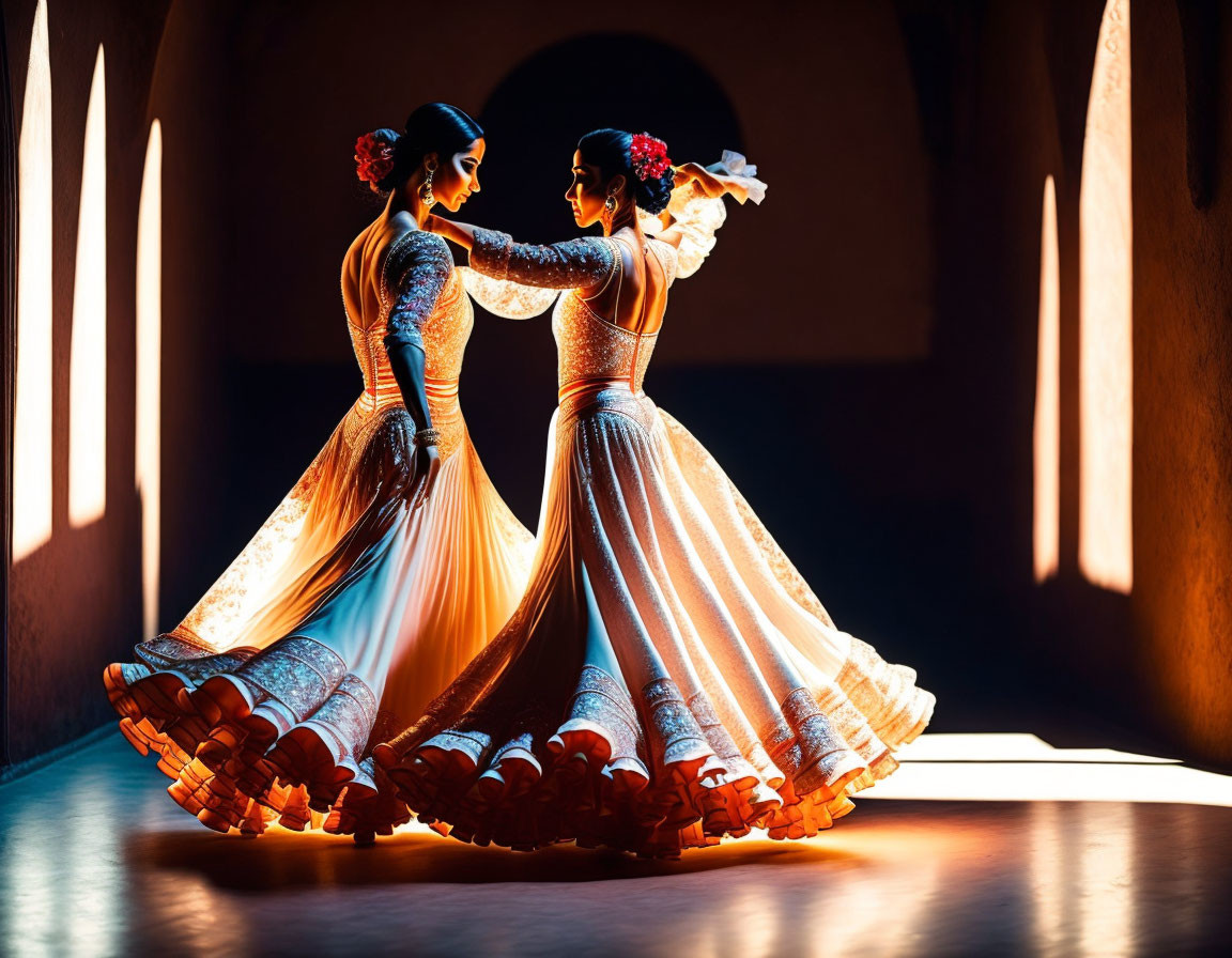 couple flamenco dancers