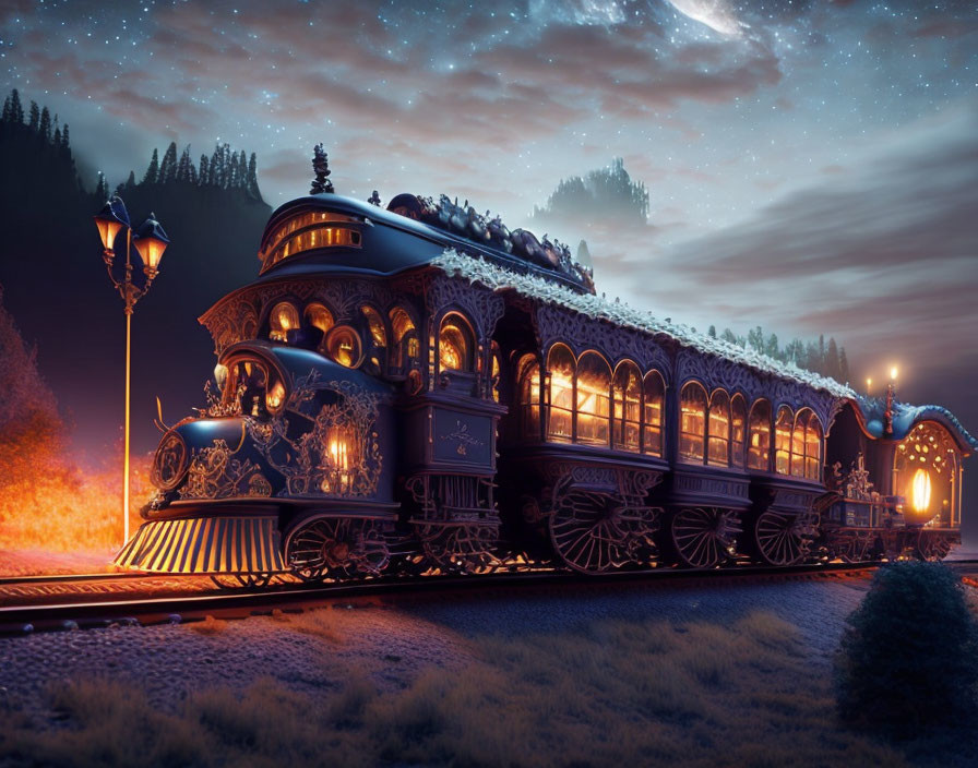 ghost train at night