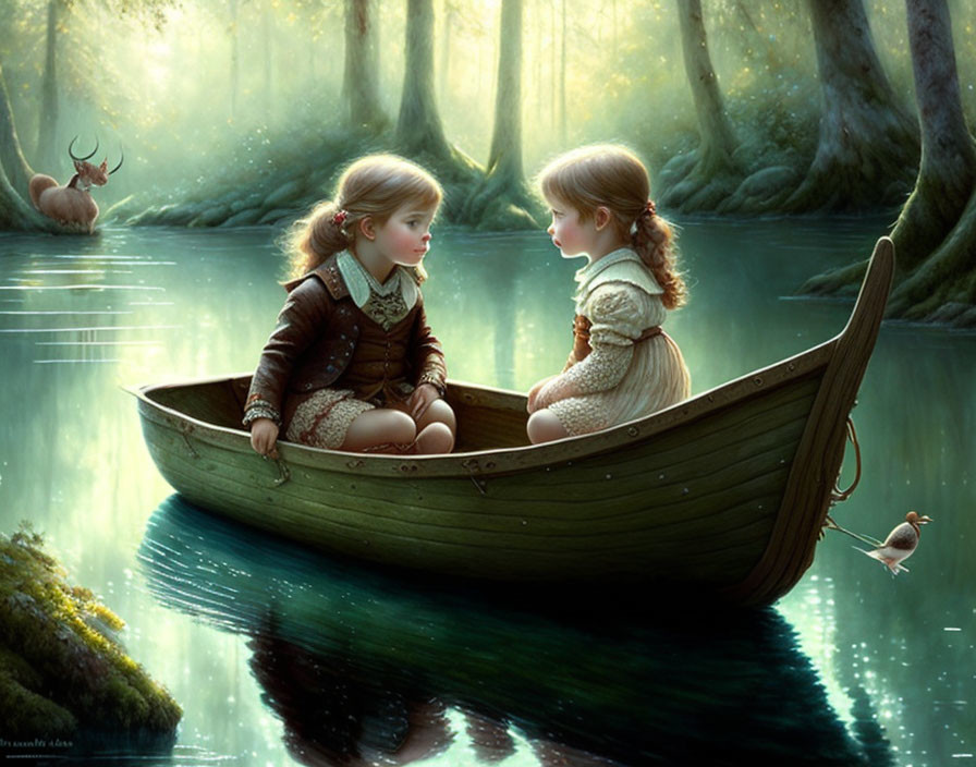 children in a boat