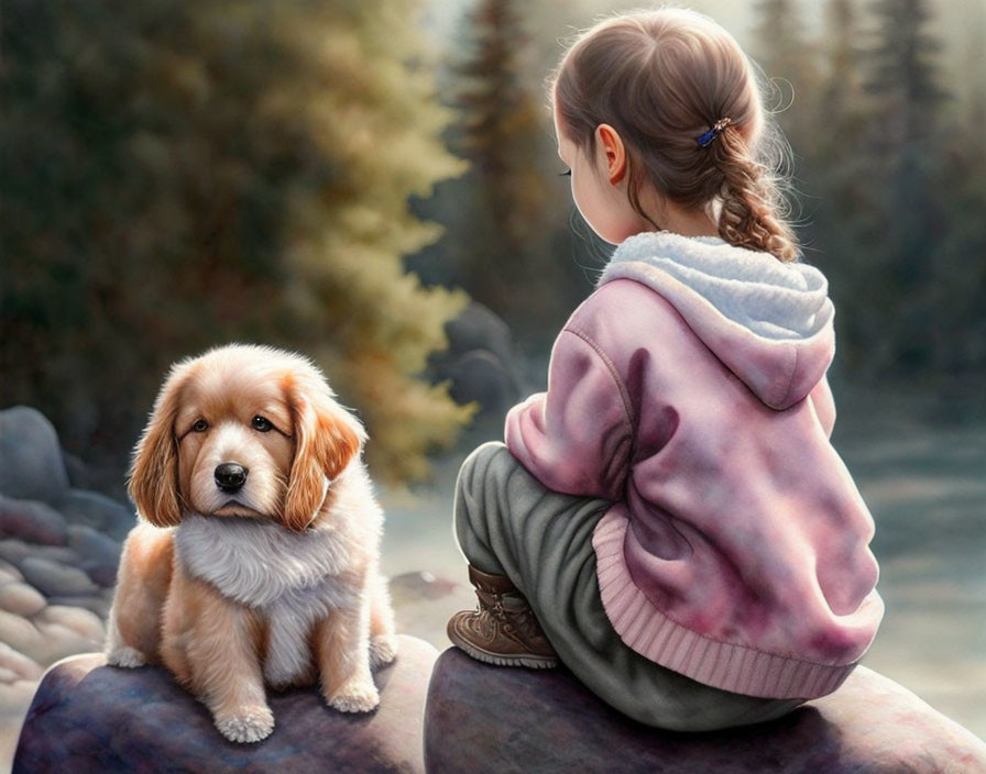 the young girl and her dog