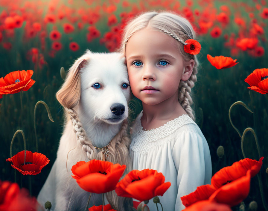 the little girl and the dog 