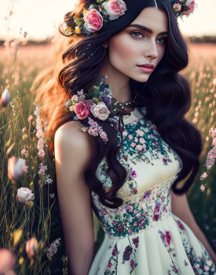 Beautiful, fashionista in the Floral Prom dress