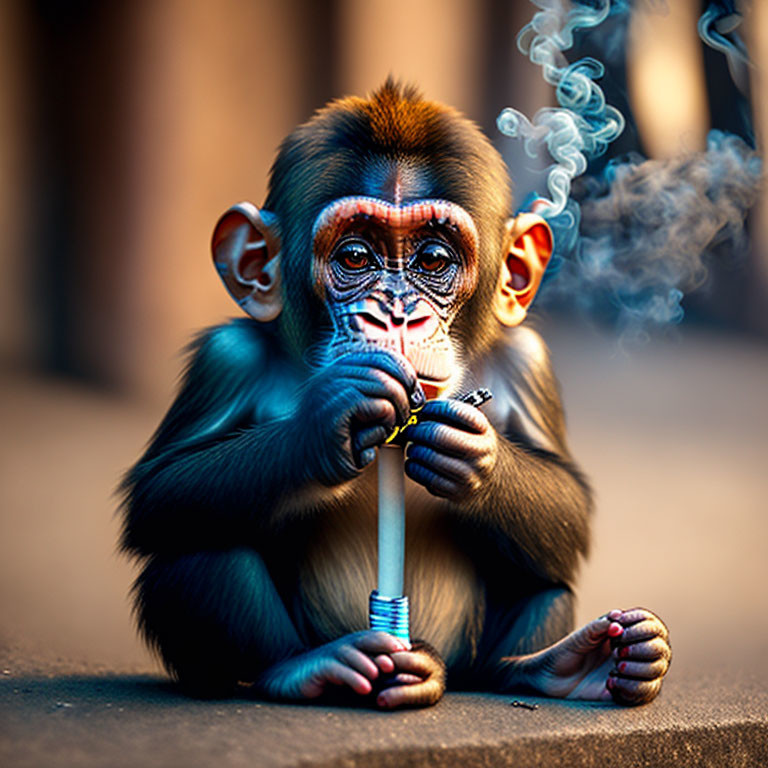 silly monkey smoking cigarettes 