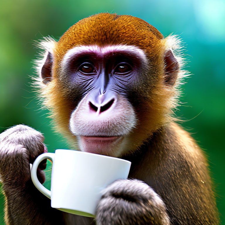 Monkey Drinking a nice cup of joe!