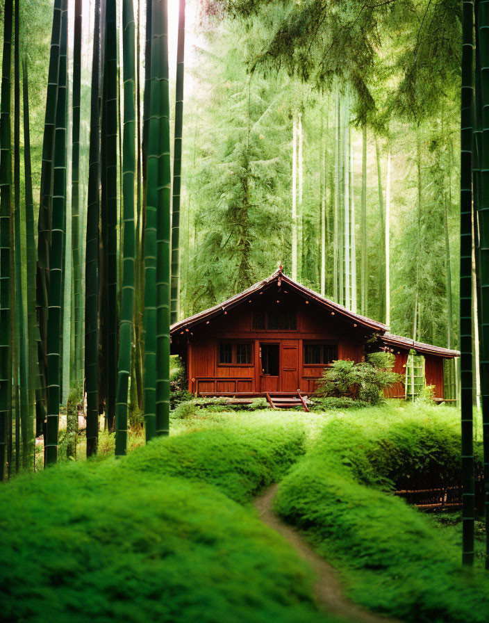 Traditional house in the middle of bamboo forest