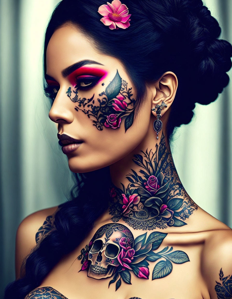 Woman with beautiful tattoos 