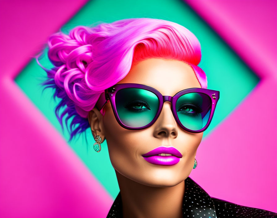 Woman with pink hair and sunglasses