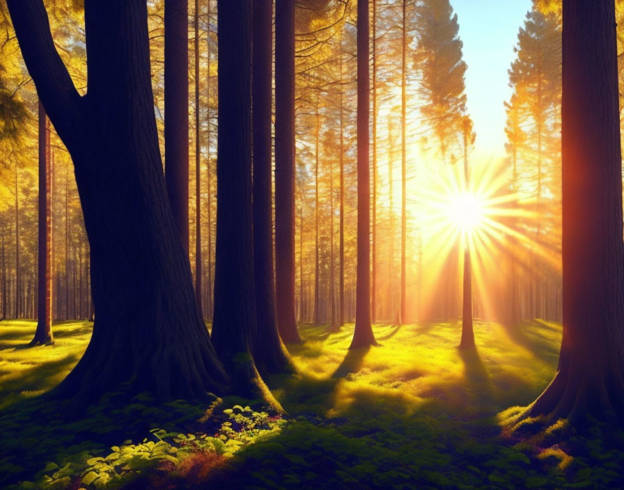 Background,Sun shines through between the trees
