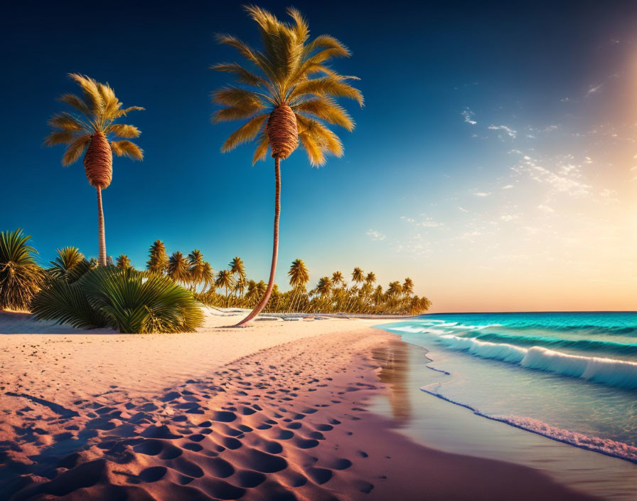   Palm trees on the beach 