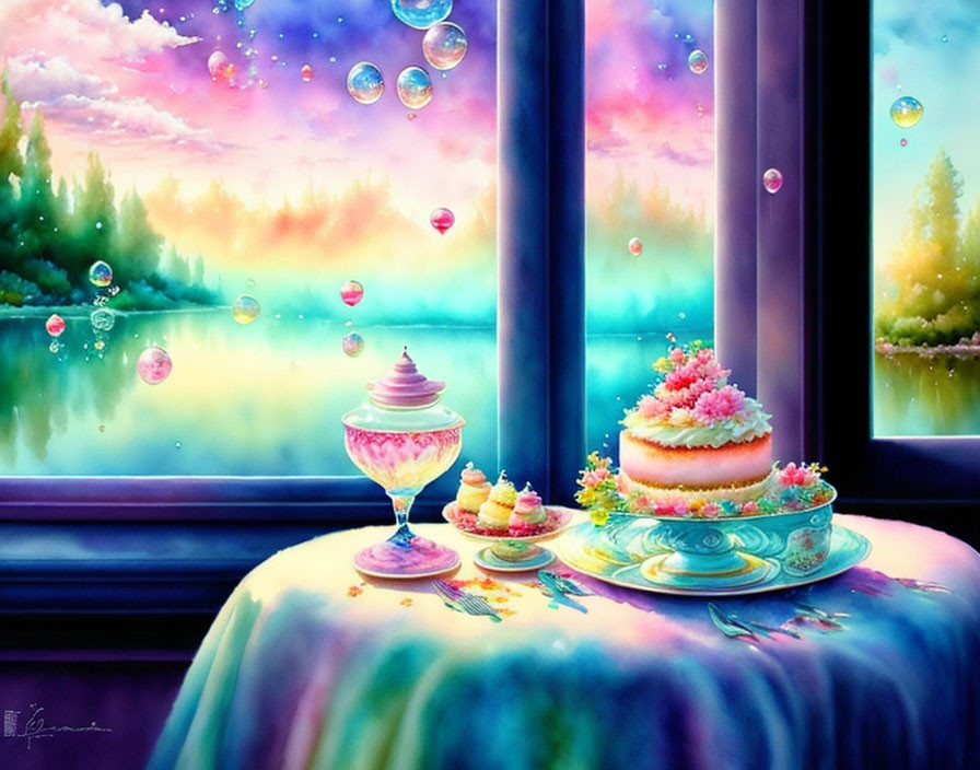  Beautiful china and cakes teatime in soft pastels