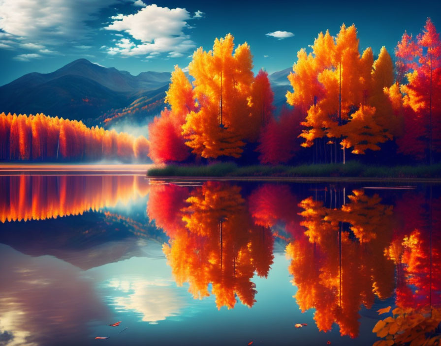 Autumn background with water