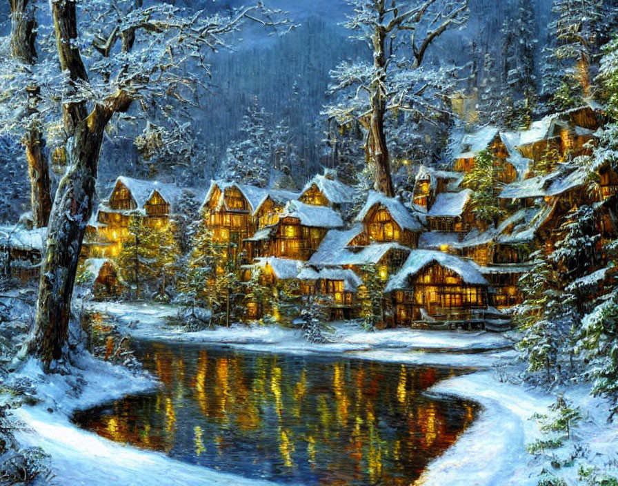 Winter valley, hyperdetailed defined oil painting,