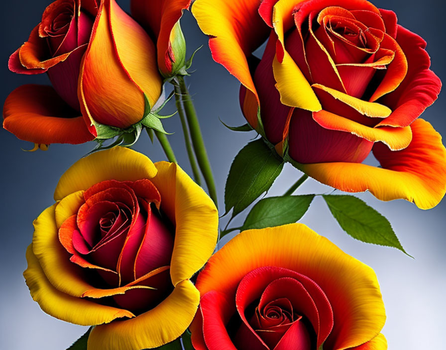  yellow and red roses
