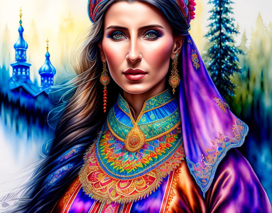 Beautiful Traditional Ukrainian Girl, Detailed Dra
