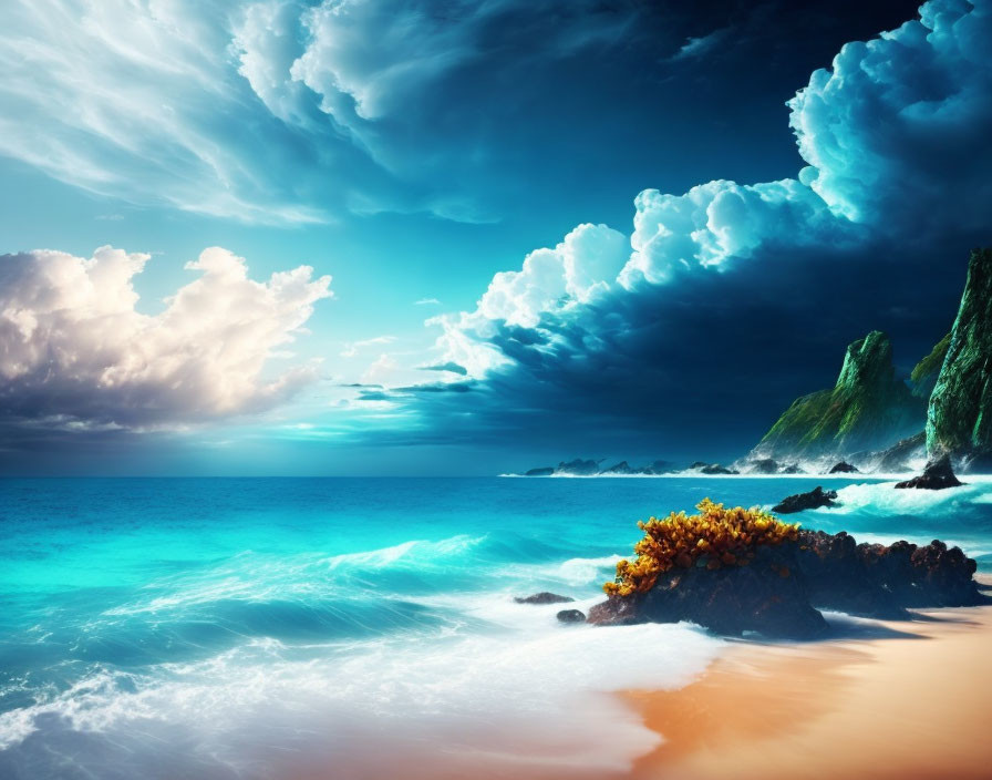 Sea background with beautiful clouds