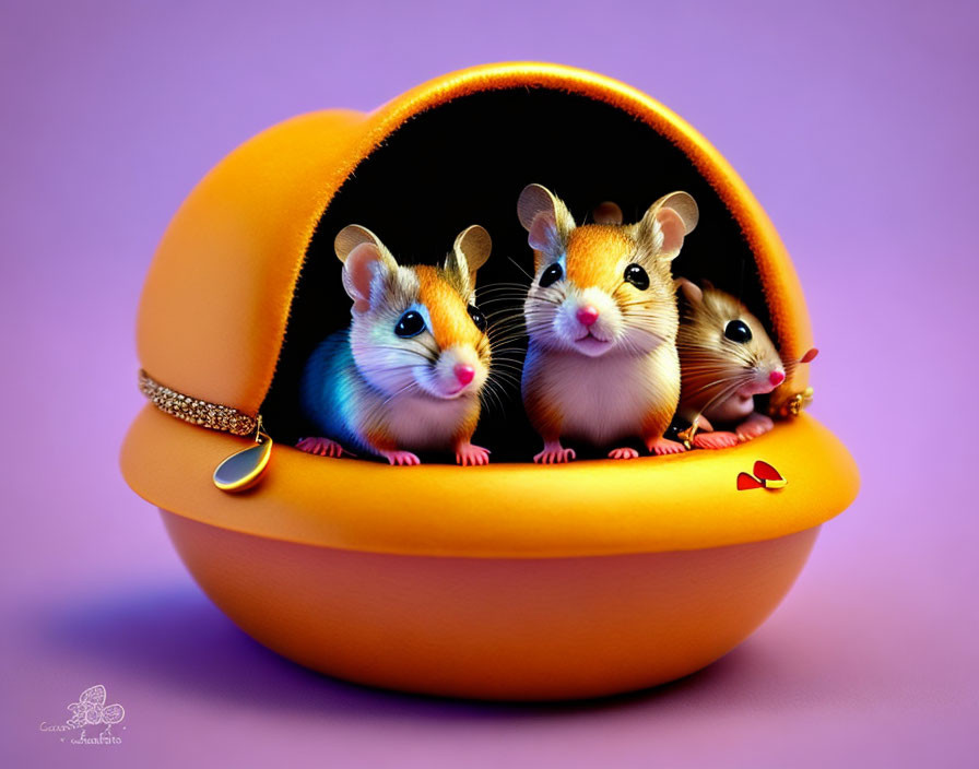  little mice sitting in heart box