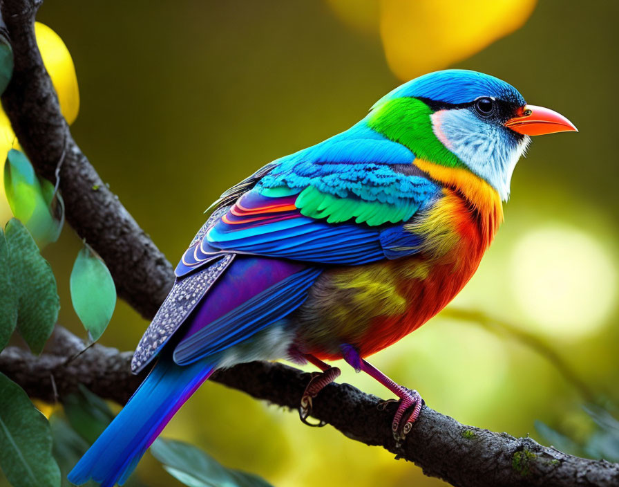 Colorful bird sitting on a branch