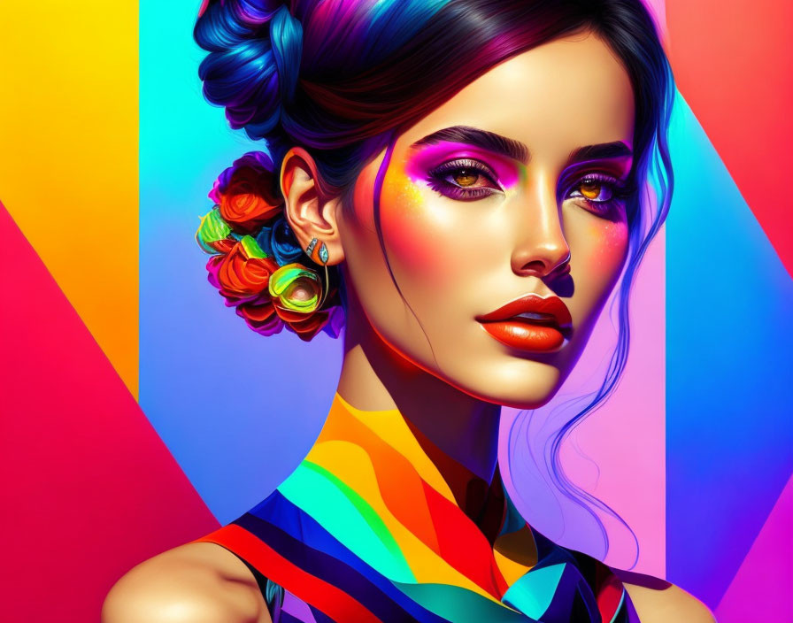 colorful woman,halfbody