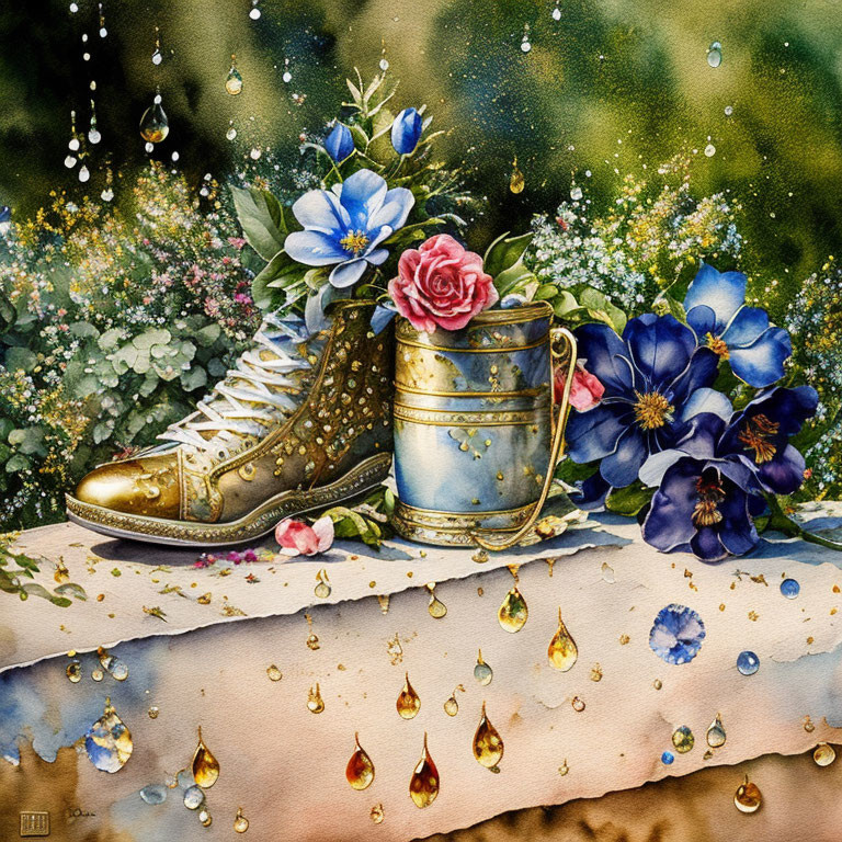 Jean-Baptiste style,gold raindrops 
