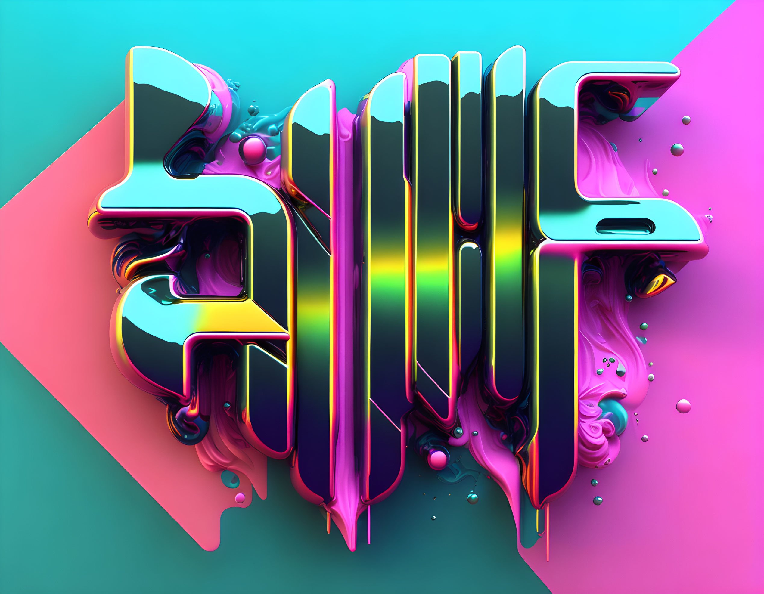 Colorful 3D "SHINE" text on split pink and turquoise background