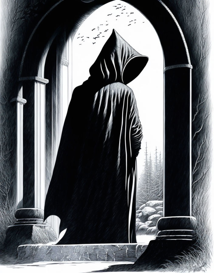 Dark hooded figure