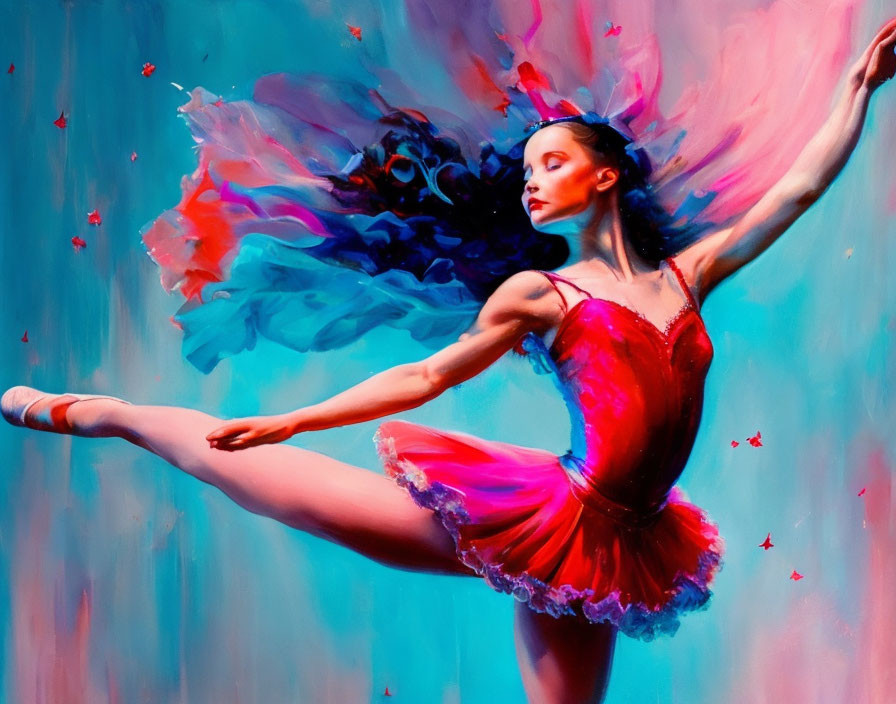 Colorful Ballet Dancer Painting with Dynamic Background
