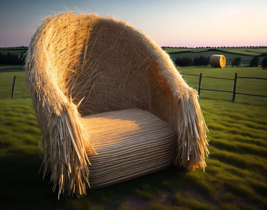 An armchair made out of hay