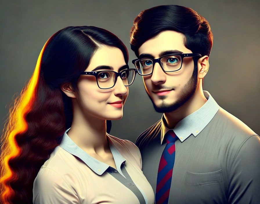 good-looking geeky nerdy couple