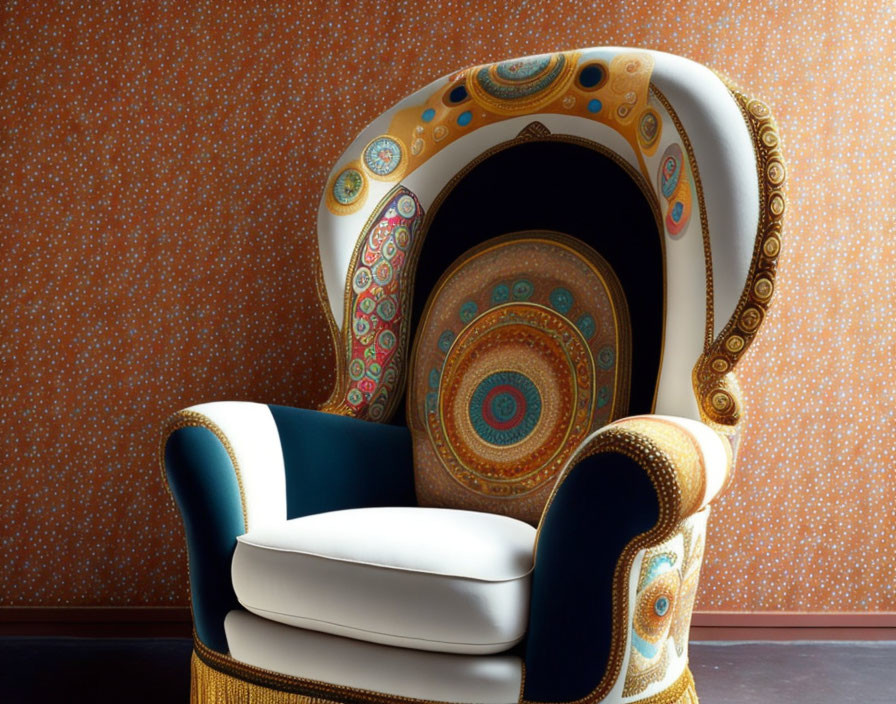 An armchair that looks like something by Klimt