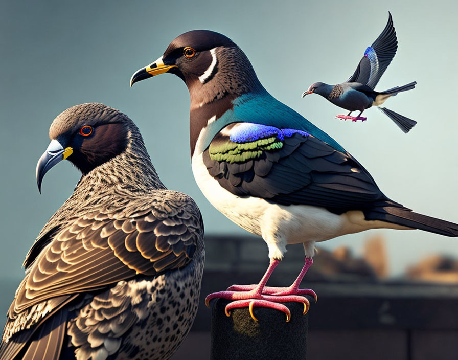 hybrids of pigeons, crows, and seagulls
