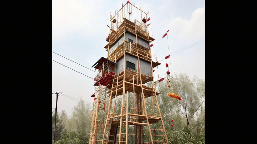 DIY chinese backyard tower under construction