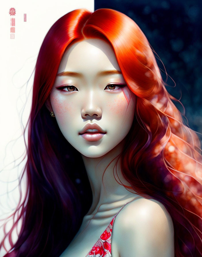 Fascinating Japanese redhead, mysterious beauty
