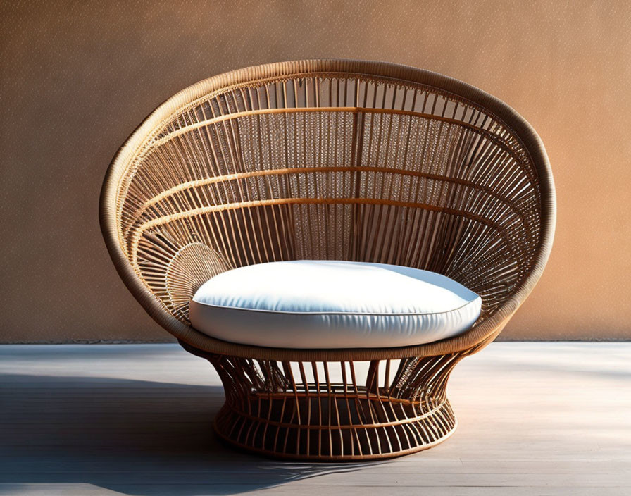 An armchair made out of rattan and wicker