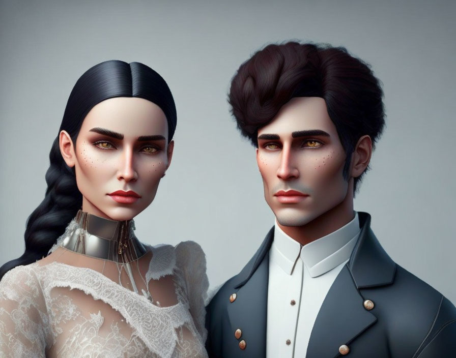 good-looking uncanny valley couple