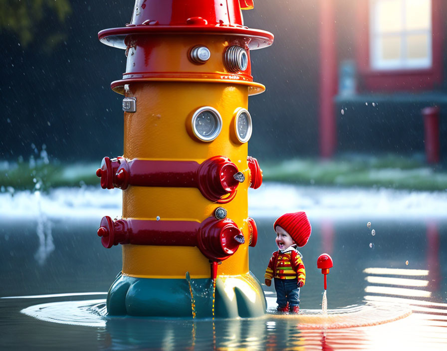 The living lighthouse and fire hydrant characters