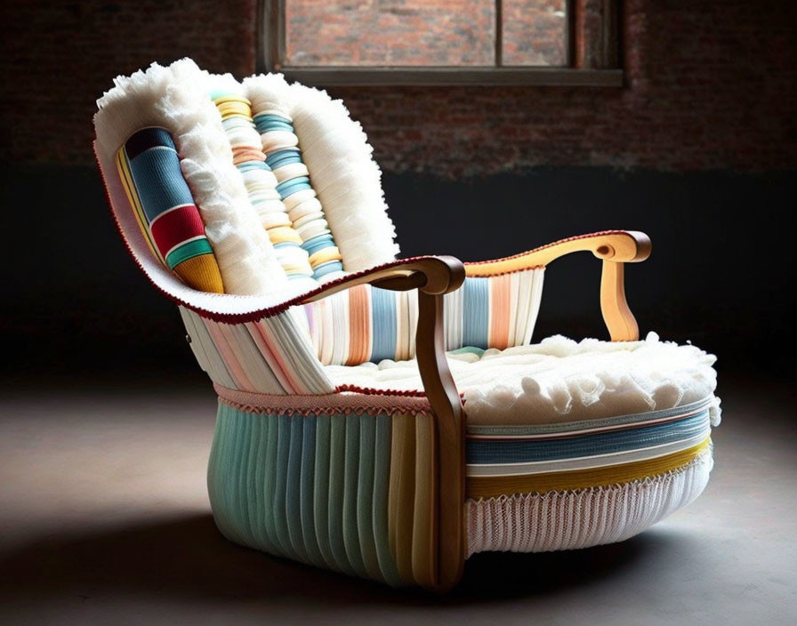 An armchair that's made from old underwear