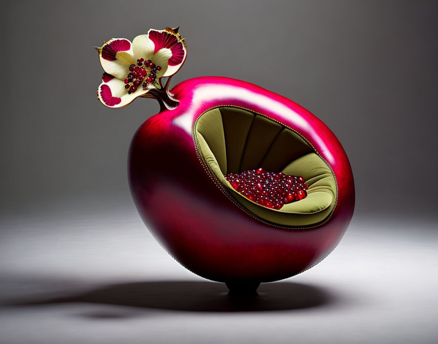 An armchair in the shape of a pomegranate