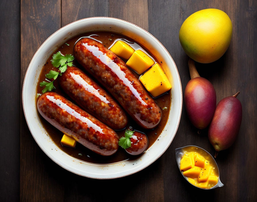 sausages with mango