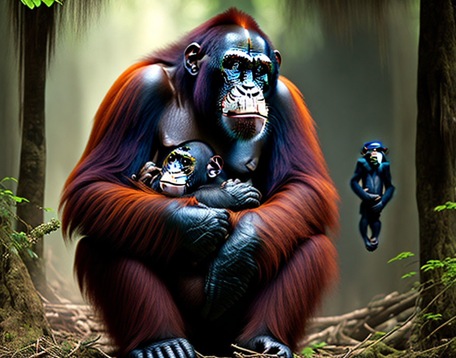 orangutans, chimpanzees, and guerrillas