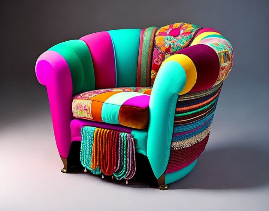 An armchair made out of bric-a-brac