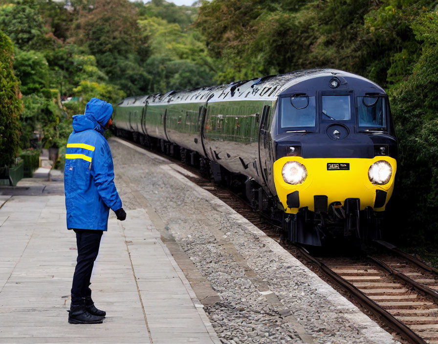 a dolphin trainspotter wearing an anorak