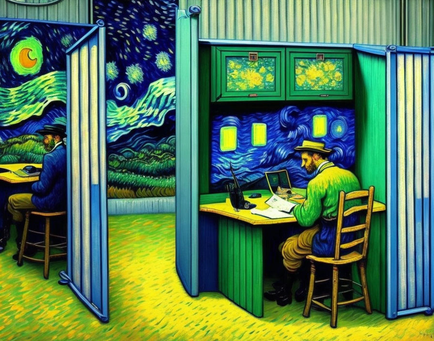 Just another day at the office cubicle by van Gogh