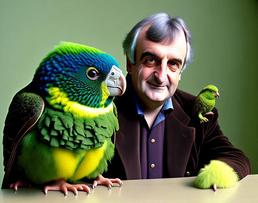 Douglas Adams and his pet lugubrious kakapo