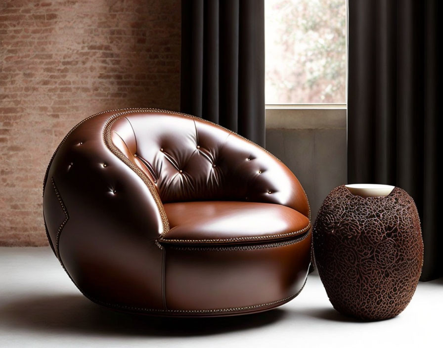 An armchair that looks like coffee and tea