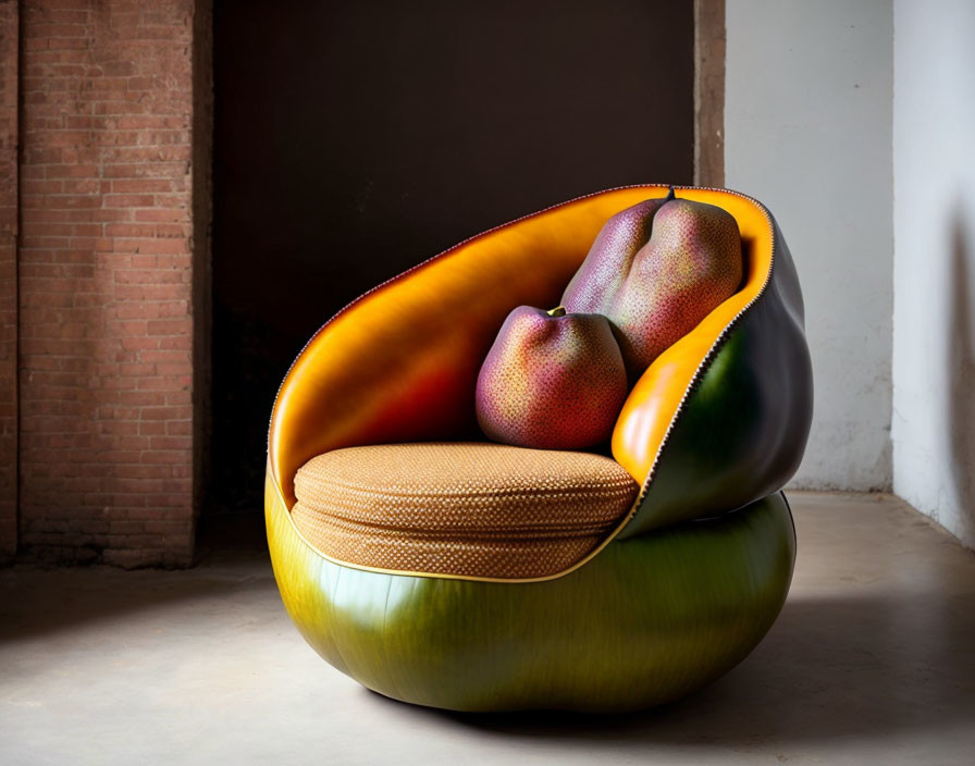 An armchair in the shape of a pawpaw
