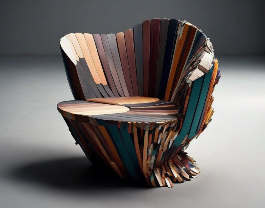 An armchair made out of debris