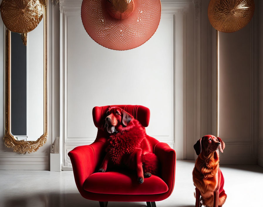 An armchair that looks like a red setter
