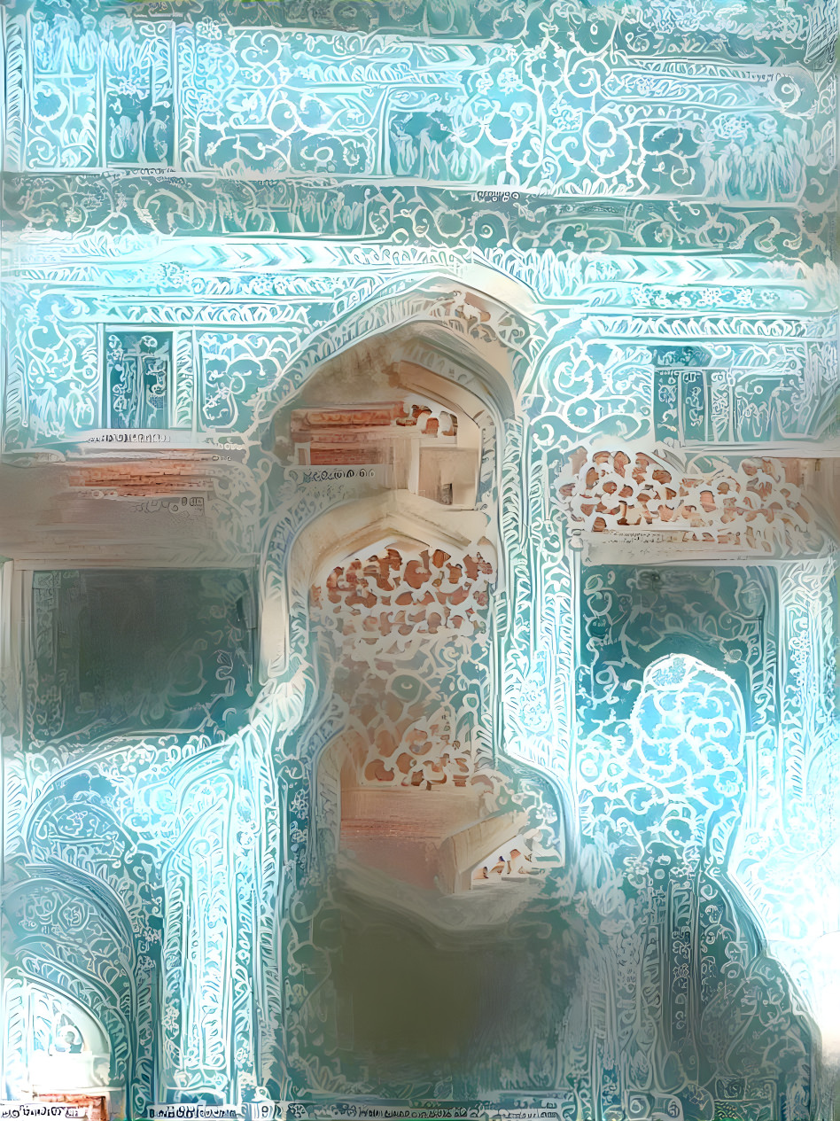 Self portrait at Chinese hostel @ Islamic tiles